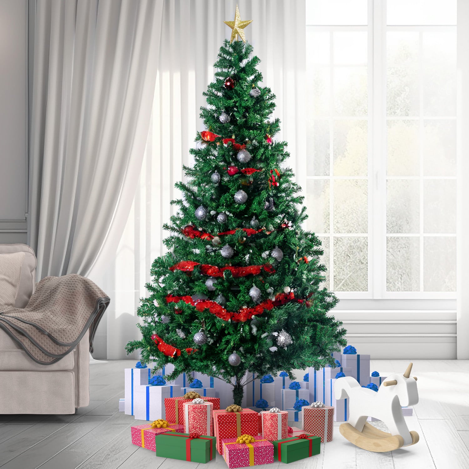 2.1m Christabelle Green Artificial Christmas Tree - 1200 Tips