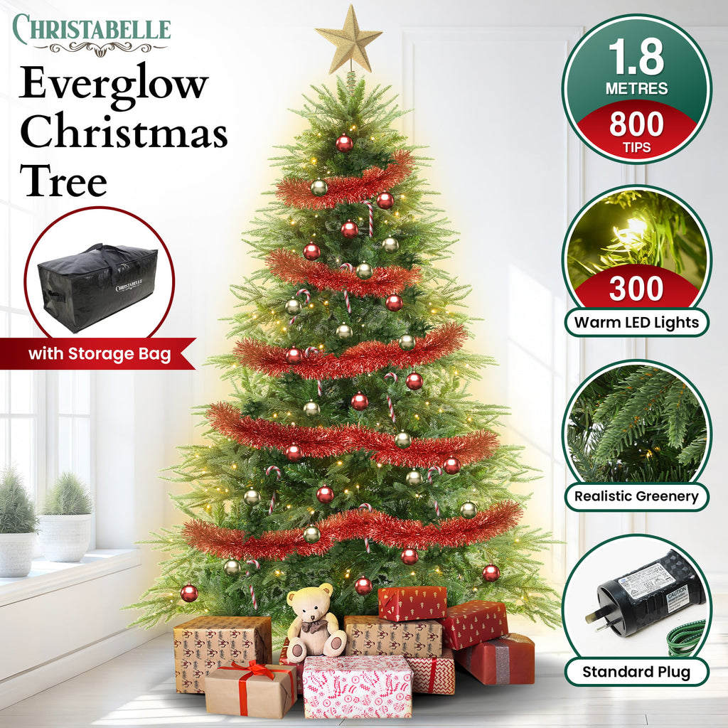 1.8m Christabelle Prelit Everglow Fir Christmas Tree with 300 LED Lights