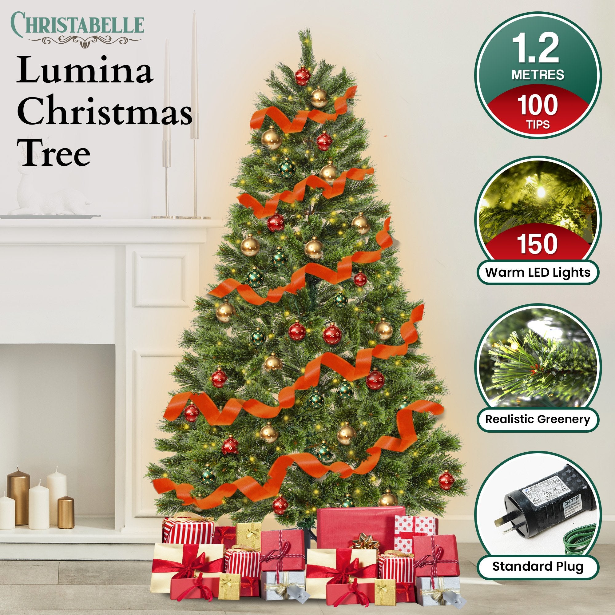 Christabelle 1.2m Prelit Lumina Pine Christmas Tree