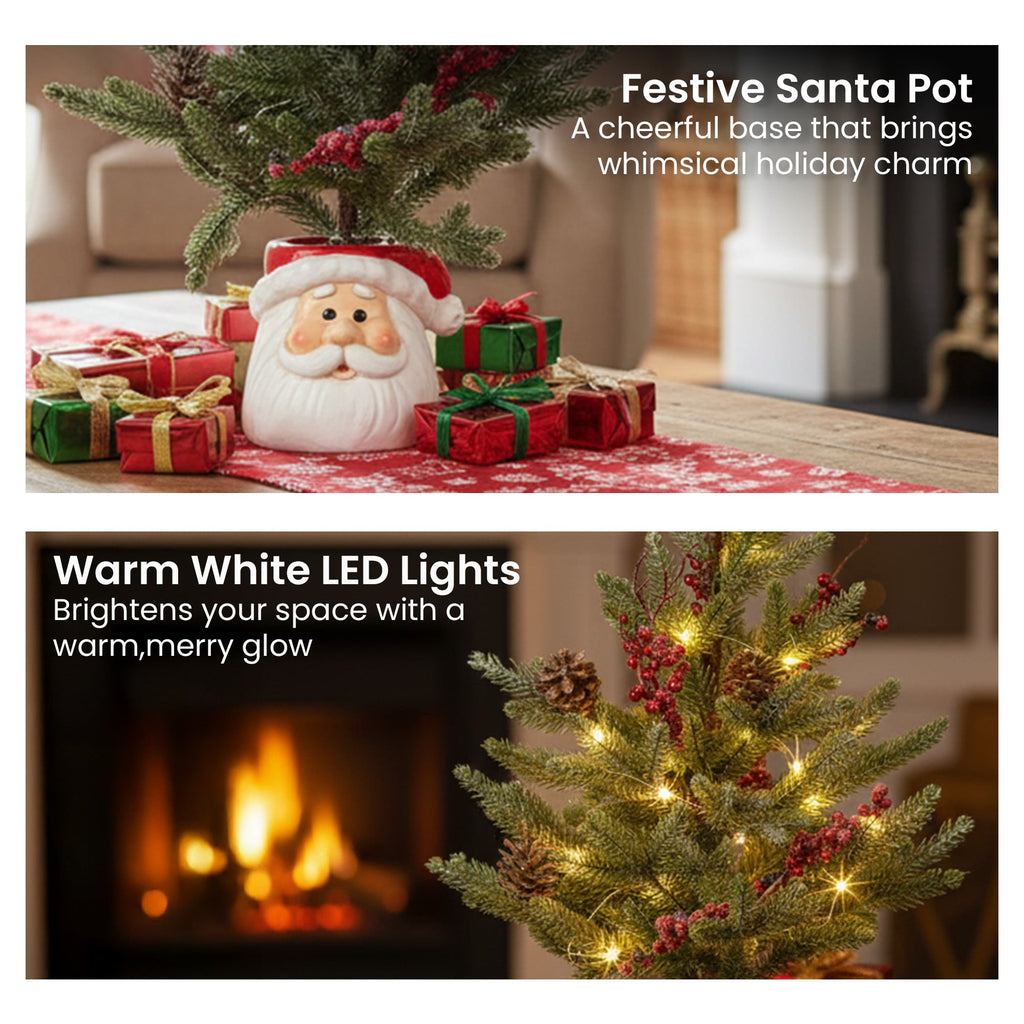 Christabelle 55cm Christmas Tree with Lights in Santa Pot