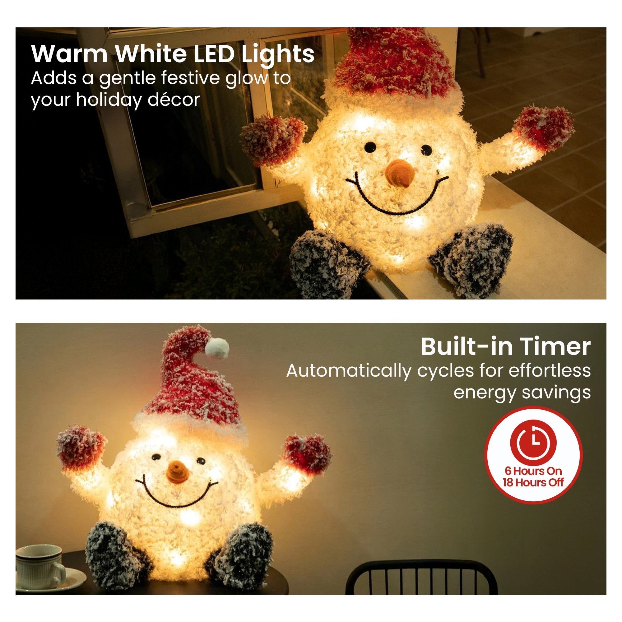 52cm Christmas Snowball Man with Lights