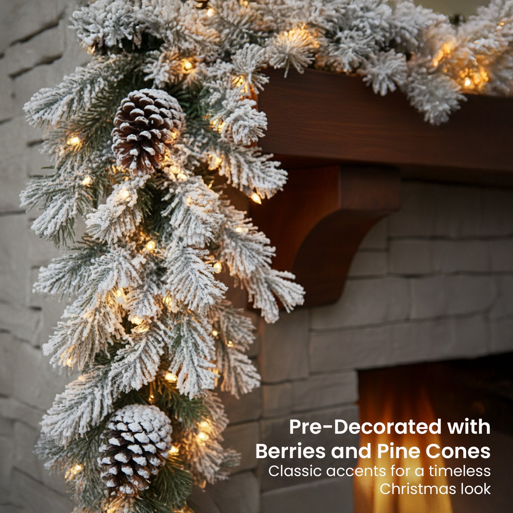 Christabelle 2.7m Christmas Garland Snowy with Lights Dorchester Tree Decoration Ornament