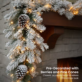 Christabelle 2.7m Christmas Garland Snowy with Lights Dorchester Tree Decoration Ornament