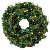 Christabelle Prelit 61cm Yuletide Glow Christmas Wreath with Pine Cones