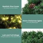 Christabelle 61cm Christmas Wreath  Yuletide Glow with Pine Cones and LED Lights Front Door Decoration