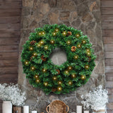 Christabelle Prelit 61cm Yuletide Glow Christmas Wreath with Pine Cones