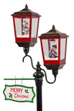 195cm Christmas Lamp Post with Lights Music & Snow- Black