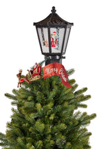 Christmas Tree Topper- Lantern w/ Santa Movement Lights Snow & Music