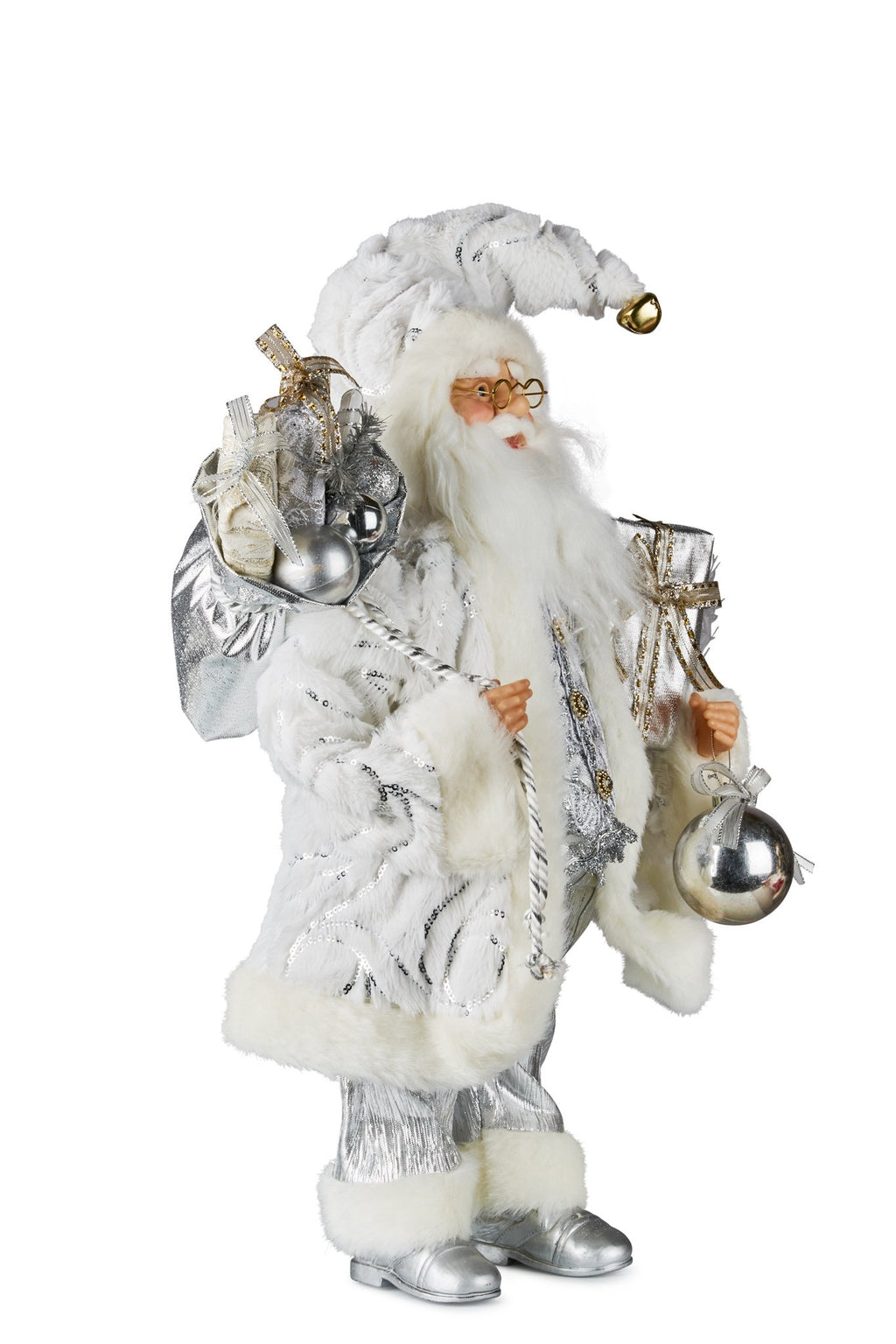 White & Silver Santa Claus 46cm