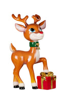 Christmas Reindeer Display - Cute Baby Reindeer with Present - 89cm