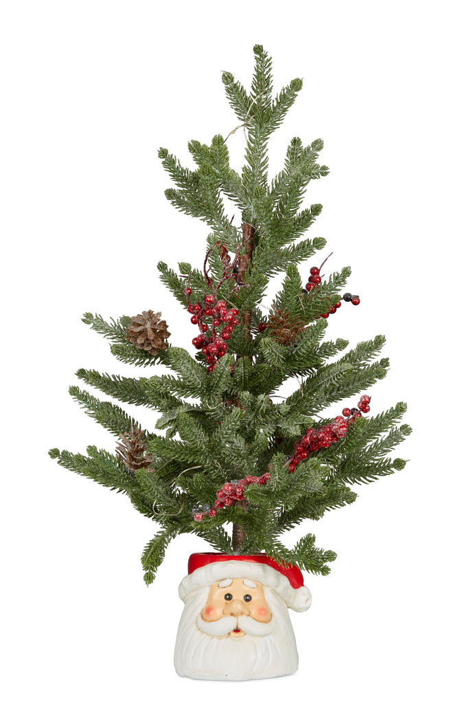 55cm Christmas Tree with Lights in Santa Pot