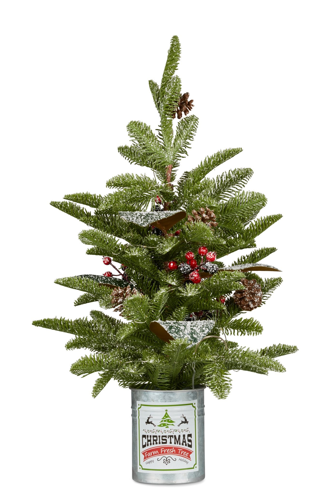 65cm Christmas Tree with Lights in Tin Pot
