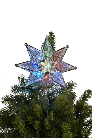 Christmas Tree Topper with Colour Lights - Clear Star