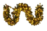 Christmas Garland with Lights 274cm with Gold & Rose Gold Baubles