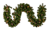 Christmas Garland with Lights 274cm with Gold & Rose Gold Baubles