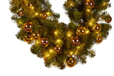 Christmas Garland with Lights 274cm with Gold & Rose Gold Baubles