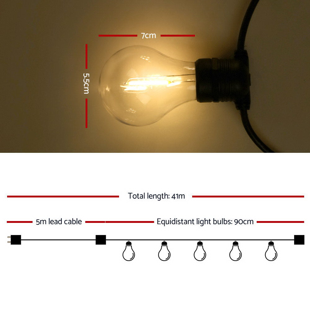 LED Festoon String Lights 40 Bulbs Kits A19 - 41m