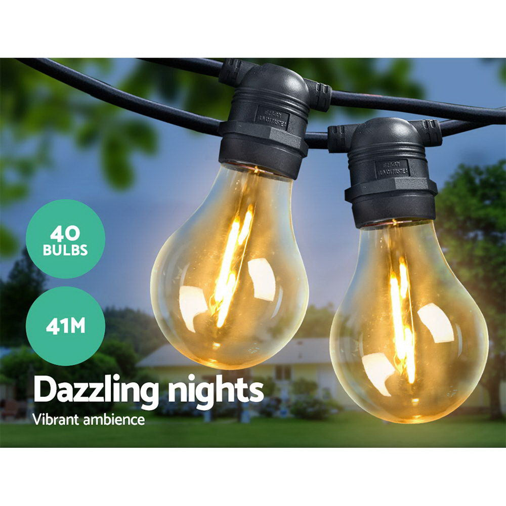 LED Festoon String Lights 40 Bulbs Kits A19 - 41m