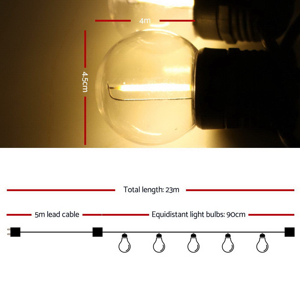 Festoon String Lights 20 Bulbs Kits Wedding Party Christmas G45 - 23m
