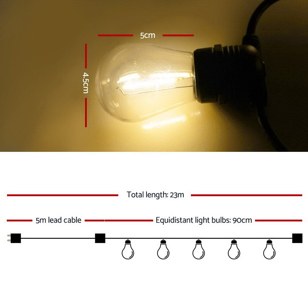 LED Festoon String Lights 20 Bulbs Wedding Party Christmas S14 - 23m