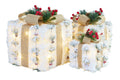 3 Piece Christmas Present Display Set with Lights & Hessian Bows