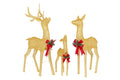 Set of 3 Gold Mesh Outdoor Christmas Display Reindeer with Lights