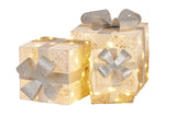 3 Piece Christmas Present Display Set with Lights- Champagne Finish