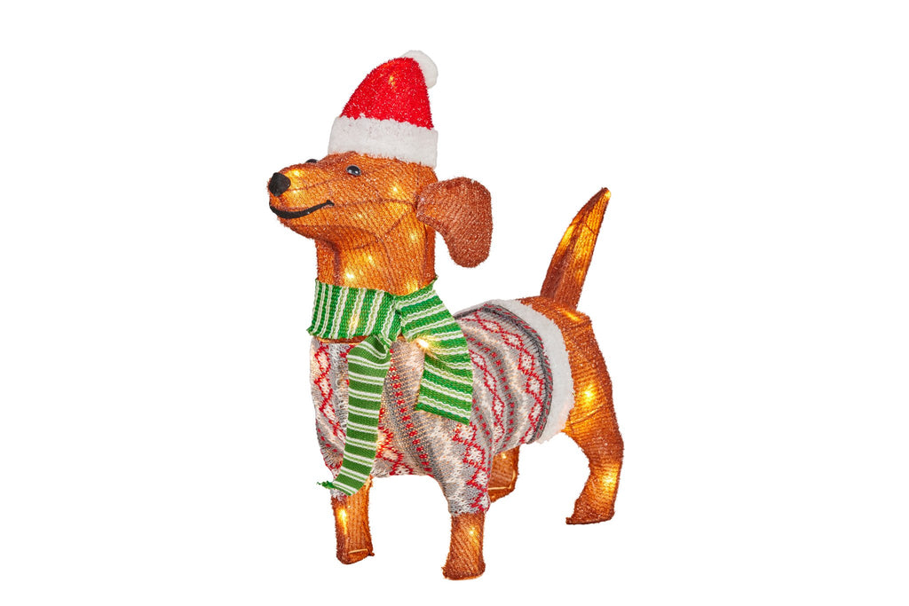 Christmas Dachshund Display with Lights - Indoor/Outdoor 57cm