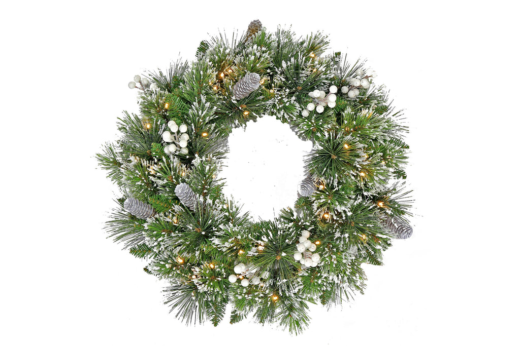 Christmas Wreath with Lights- 61cm Bryson Pine