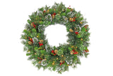 Christmas Wreath with Lights- 76cm Wintry Pine