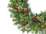 Christmas Wreath with Lights- 76cm Wintry Pine