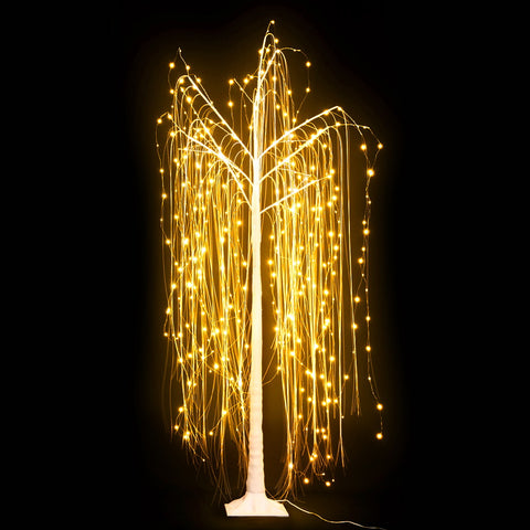 LED Christmas Tree Willow Xmas Fibre Optic Warm White Lights -