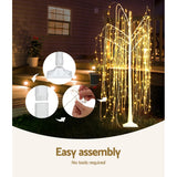 LED Christmas Tree Willow Xmas Fibre Optic Warm White Lights -
