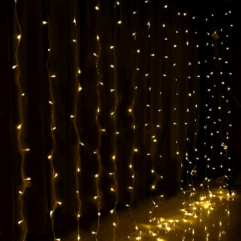 Christmas LED Curtain 3m x 6m Warm Lights -  600 Bulbs