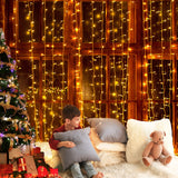 Christmas LED Curtain 3m x 6m Warm Lights -  600 Bulbs