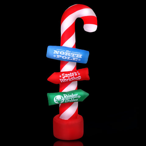 Christmas Inflatable Santa Guide Candy Pole LED 2.4m