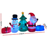 Christmas Inflatable Tree Snowman Lights Outdoor Decorations - 2.7m
