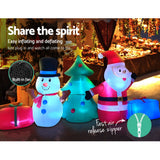 Christmas Inflatable Tree Snowman Lights Outdoor Decorations - 2.7m