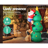 Christmas Inflatable Santa on Tree Lights Xmas Decor Airblown - 1.8m