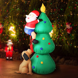 Christmas Inflatable Santa on Tree Lights Xmas Decor Airblown - 1.8m