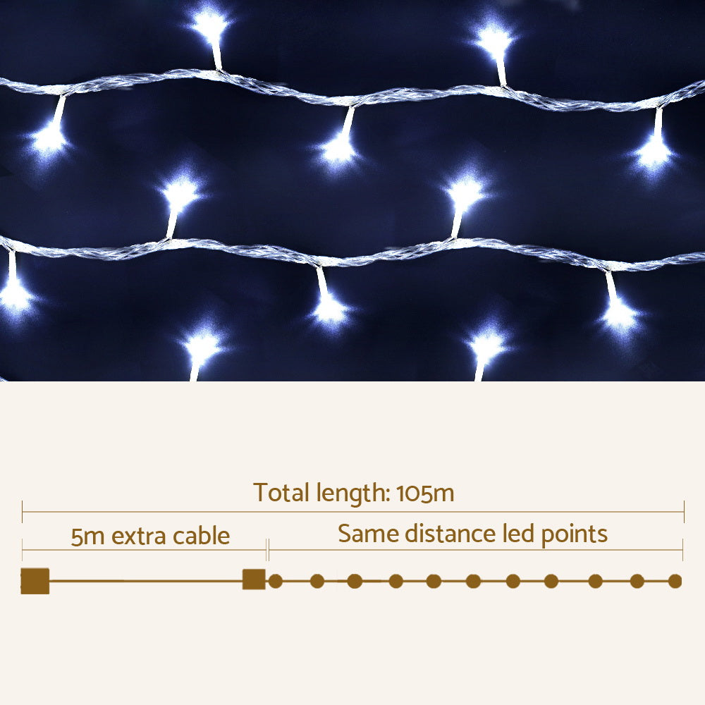 100m Christmas LED String - White Lights 500 Bulbs